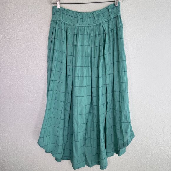 Free People Lunar Cove Pants Womens Medium Wide Leg Beachy Boho Plaid Grid NEW - Picture 2 of 11